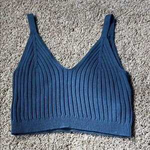 Aerie Slate Ribbed Knit Top